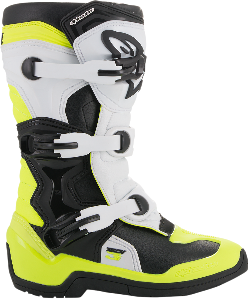 ALPINESTARS Tech 3S Boots - Black/White/Fluorescent Yellow - US 2 2014018-125-2