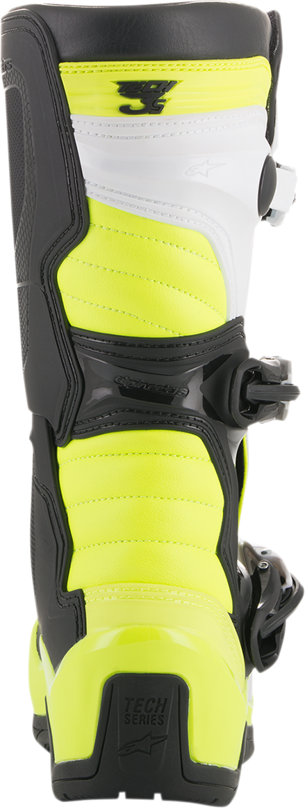 ALPINESTARS Tech 3S Boots - Black/White/Fluorescent Yellow - US 3 2014018-125-3