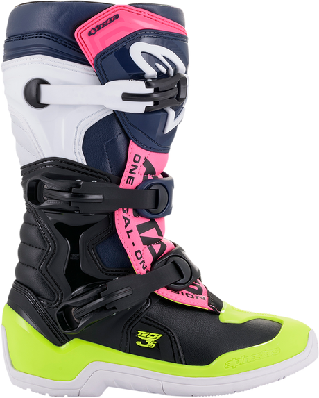 ALPINESTARS Tech 3S Boots - Black/Blue/Pink/White/Yellow - US 2 2014018-1176-2