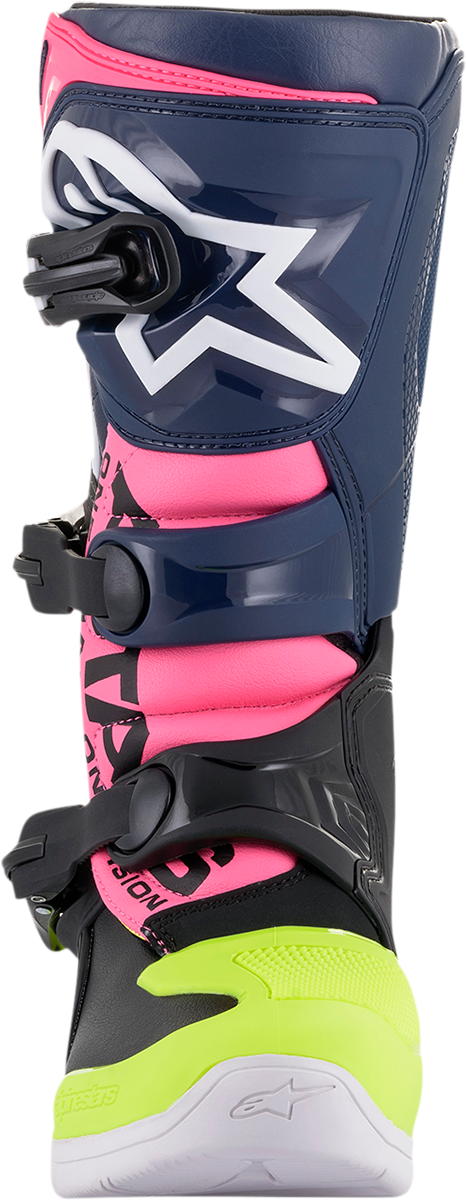 ALPINESTARS Tech 3S Boots - Black/Blue/Pink/White/Yellow - US 2 2014018-1176-2