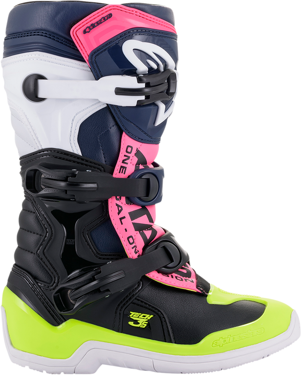 ALPINESTARS Tech 3S Boots - Black/Blue/Pink/White/Yellow - US 3 2014018-1176-3