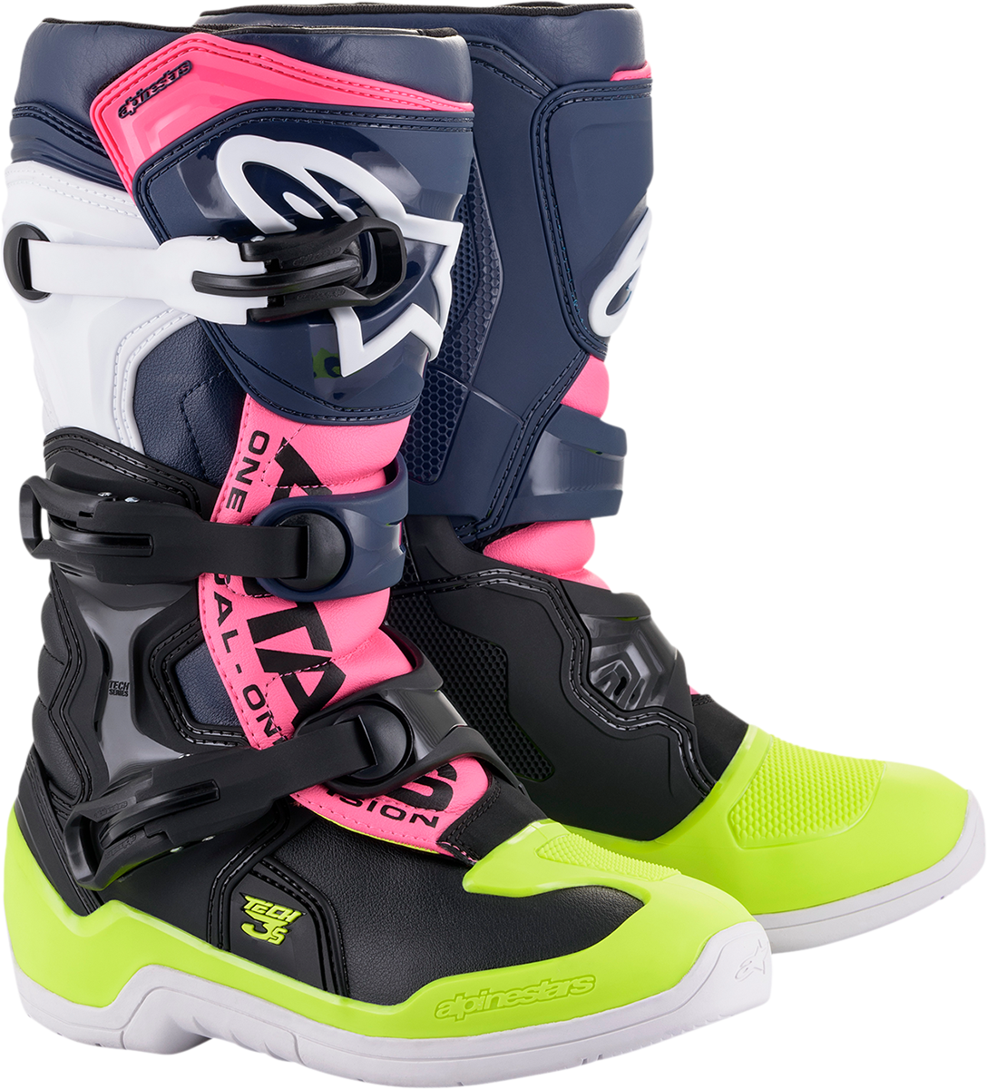 ALPINESTARS Tech 3S Boots - Black/Blue/Pink/White/Yellow - US 3 2014018-1176-3