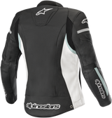 ALPINESTARS Stella Kira Leather Jacket - Black/White/Teal - US 2 / EU 38 3112019-1271-38