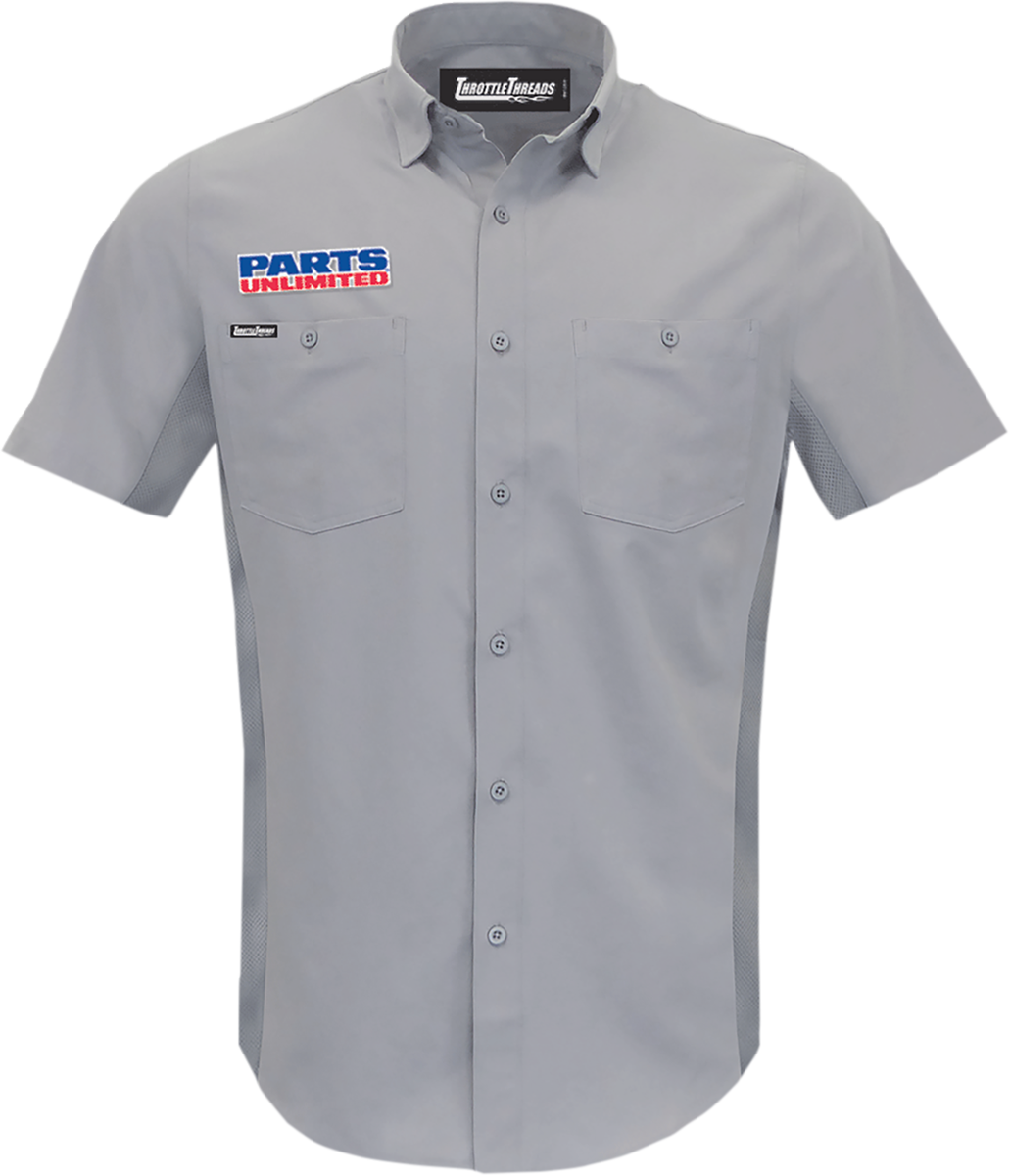 THROTTLE THREADS Parts Unlimited Vented Shop Shirt - Gray - 3XL PSU37ST26GY3X