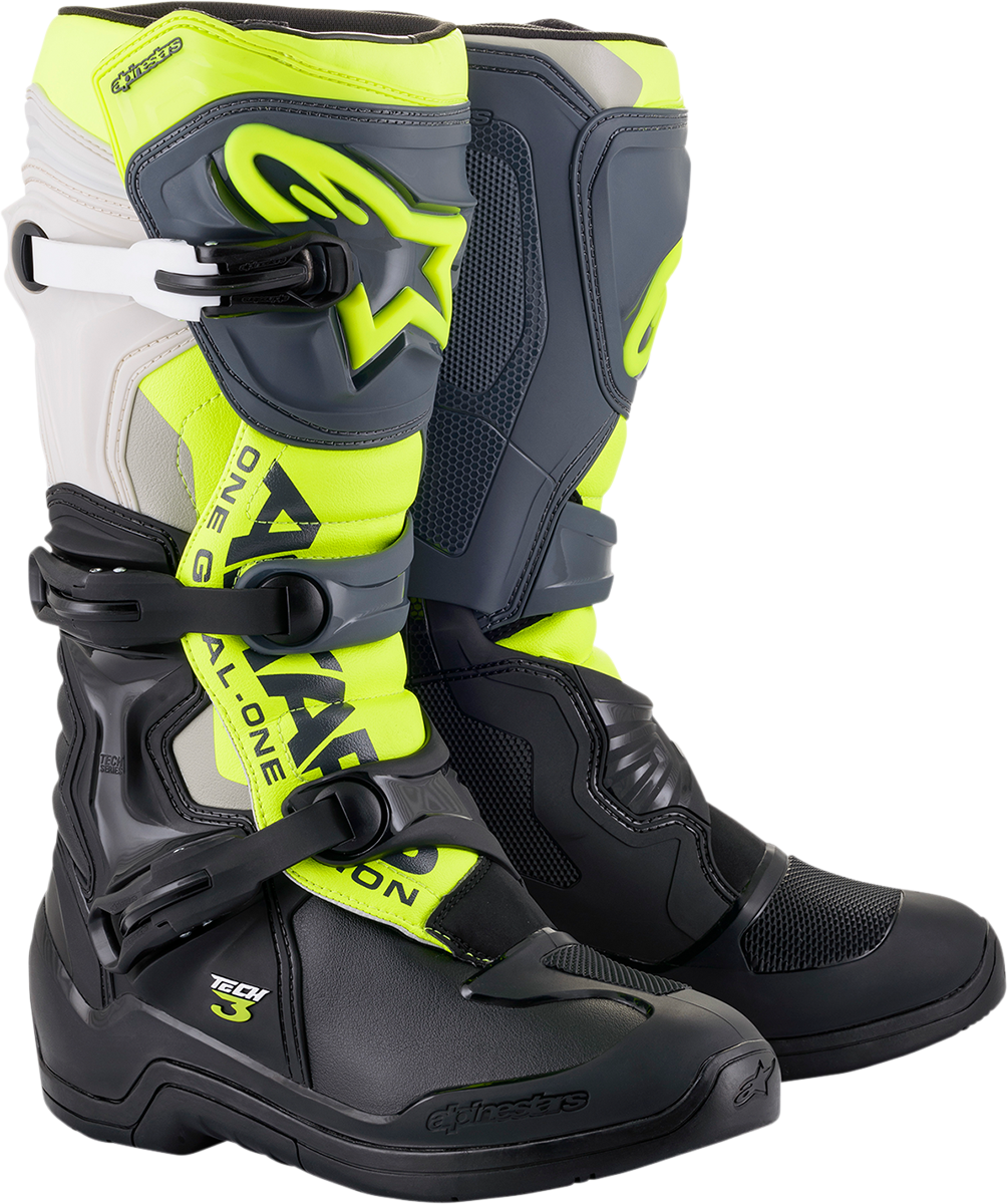 ALPINESTARS Tech 3 Boots - Black/Gray/Yellow Fluorescent - US 7 2013018-1055-7