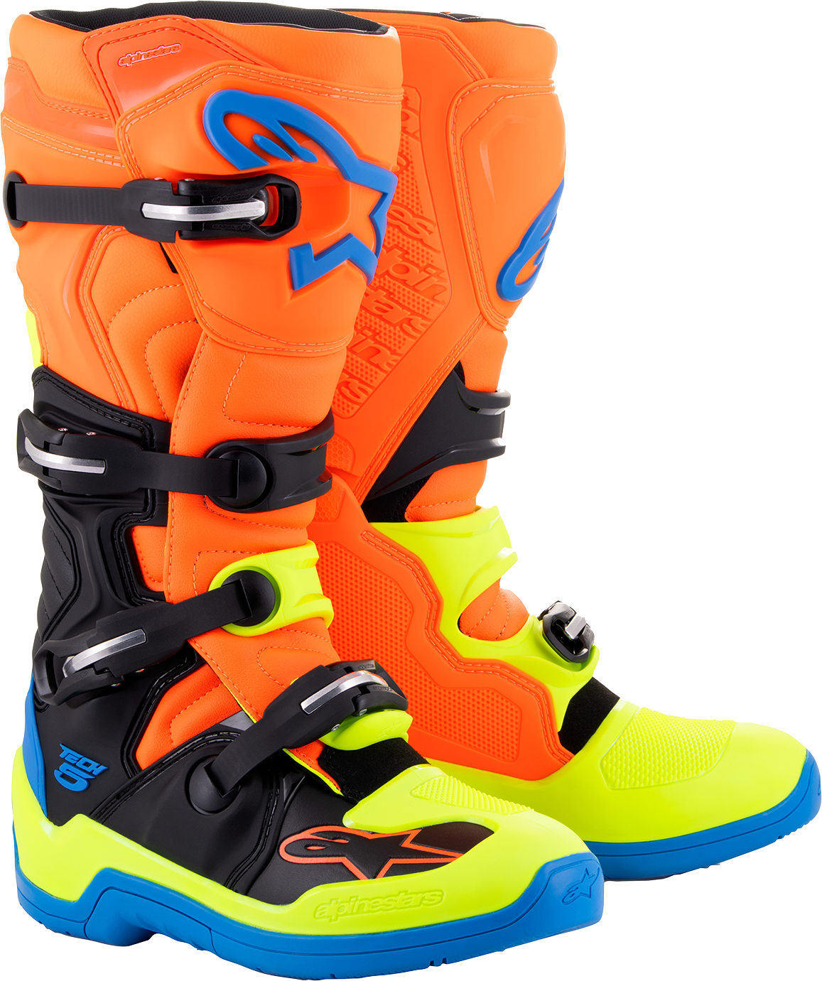 ALPINESTARS Tech 5 Boots - Orange Fluorescent/Blue/Yellow Fluorescent - US 11 2015015-4755-11