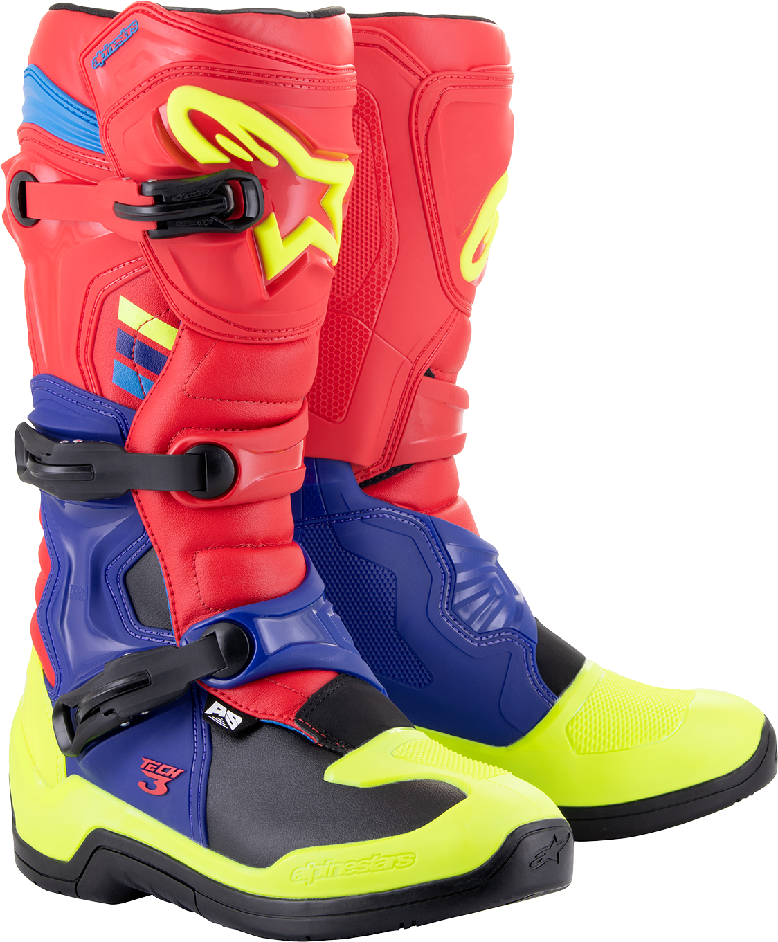 ALPINESTARS Tech 3 Boots - Red/Blue/Yellow Fluorescent - US 8 2013018-3375-8