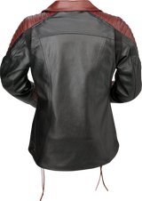 Z1R Women's Combiner Leather Jacket - Black/Red - 3W 2813-1016