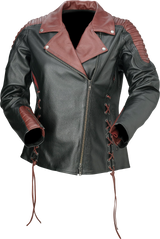 Z1R Women's Combiner Leather Jacket - Black/Red - 2W 2813-1015