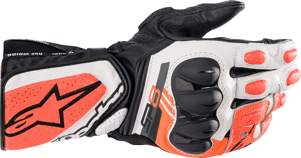 ALPINESTARS SP-8 V3 Gloves - Black/White/Fluorescent Red - Small 3558321-1231-S