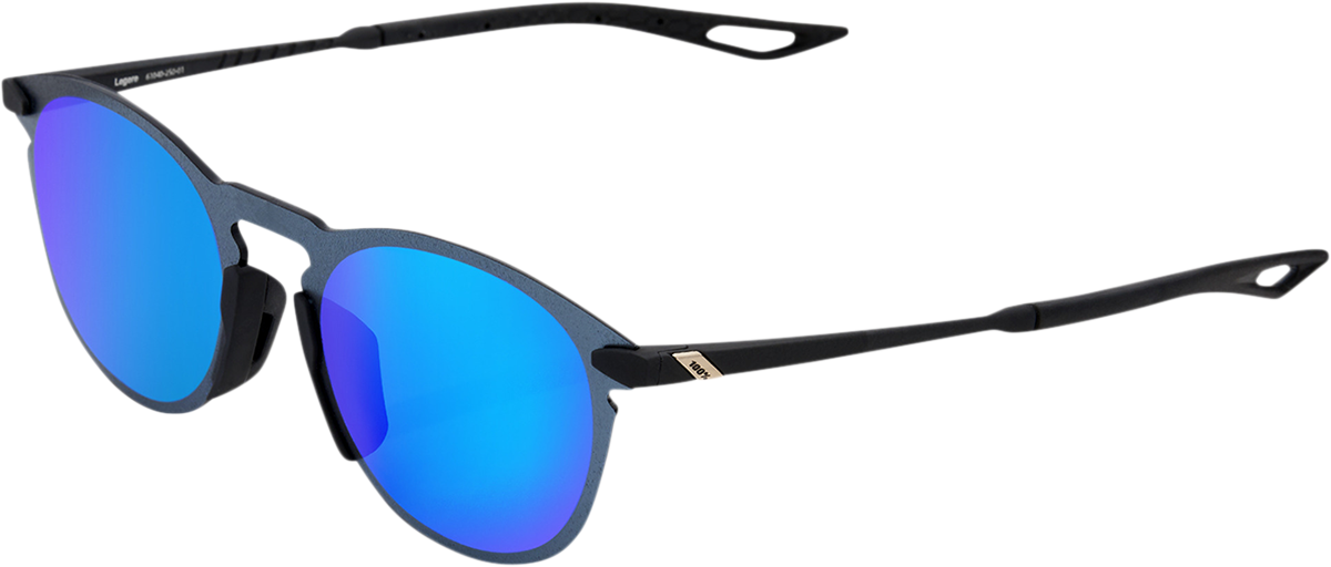 Legere Sunglasses - Round - Soft Tact Black - Blue Mirror