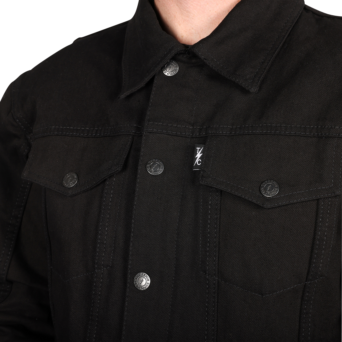 THRASHIN SUPPLY CO. Highway v2 Denim Riding Jacket - Black - Medium TMJ-10-09