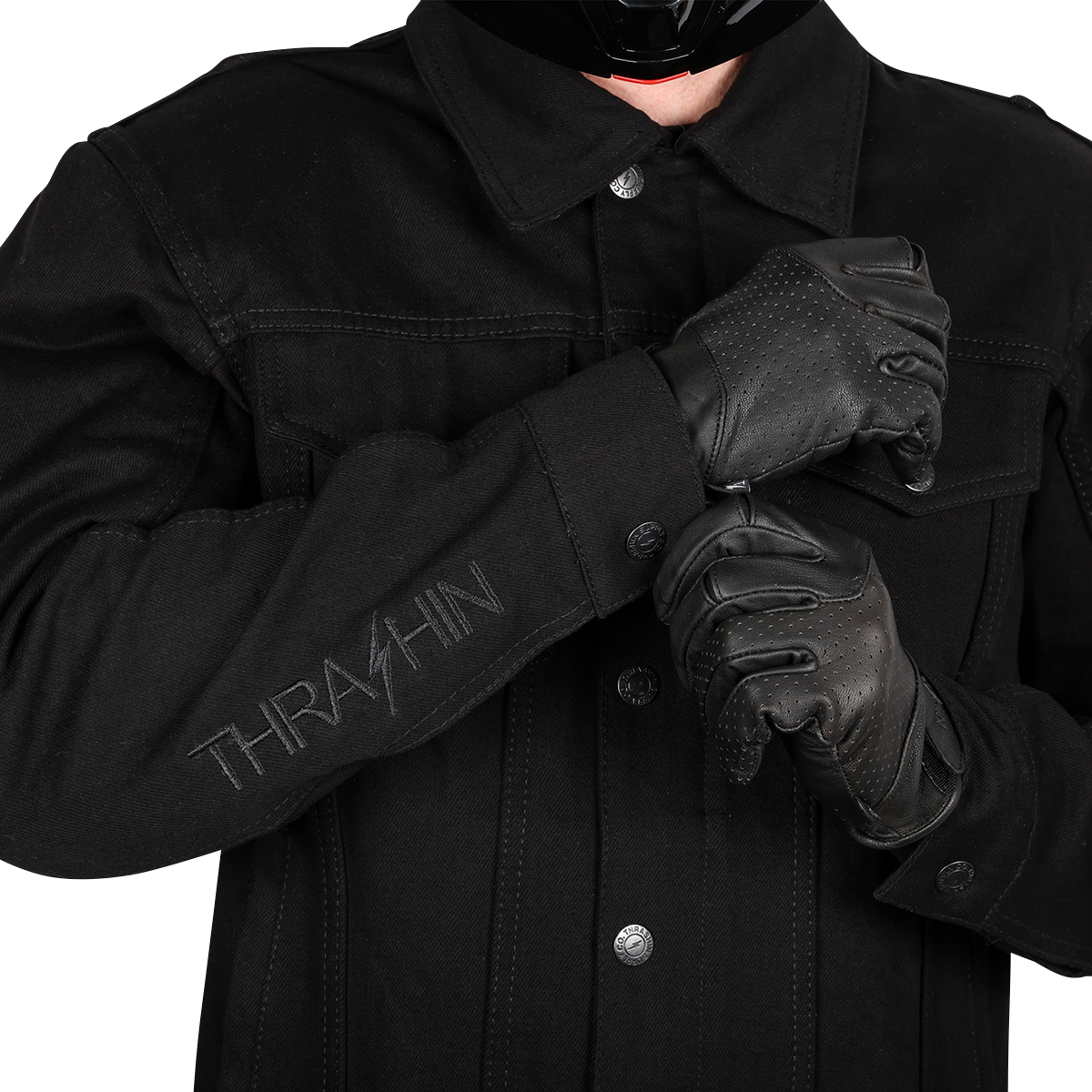 THRASHIN SUPPLY CO. Highway v2 Denim Riding Jacket - Black - Medium TMJ-10-09