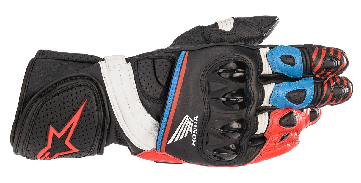 ALPINESTARS Honda GP Plus R v2 Gloves - Black/Bright Red/Blue - 2XL 3556321-1317-2X