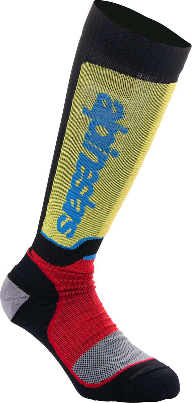 ALPINESTARS Youth MX Plus Socks - Black/White/Yellow/Blue - Medium/Large 4742324-1212-ML