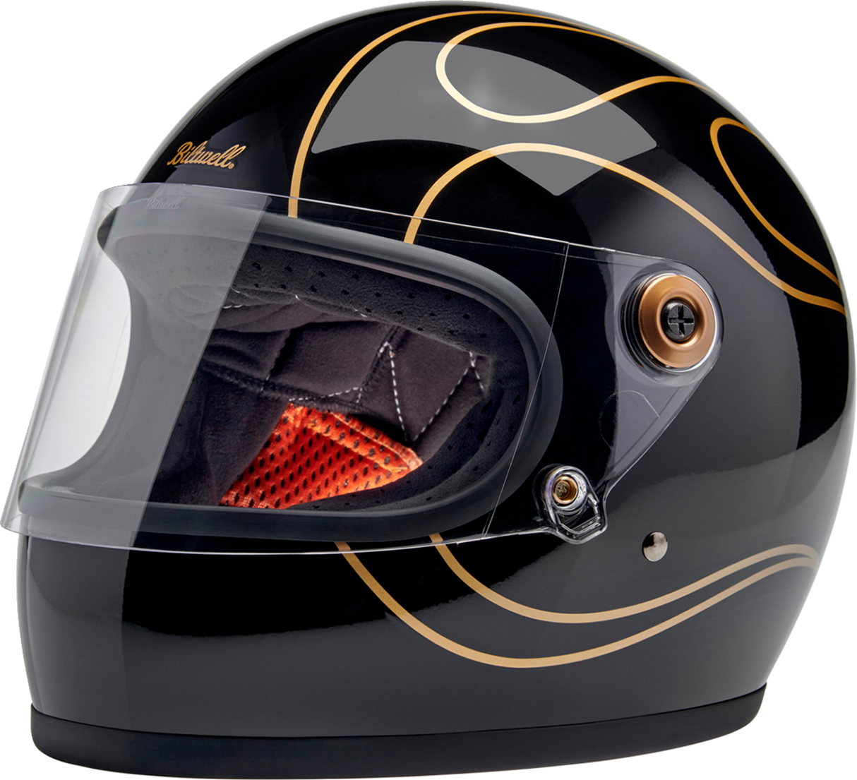 BILTWELL Gringo S Helmet - Gloss Black Flames - Large 1003-567-504