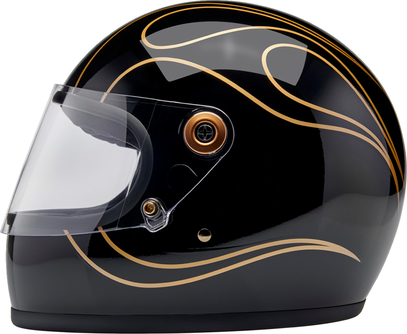 antique motorcycle helmet gringo BILTWELL Gringo S Helmet - Gloss Black Flames