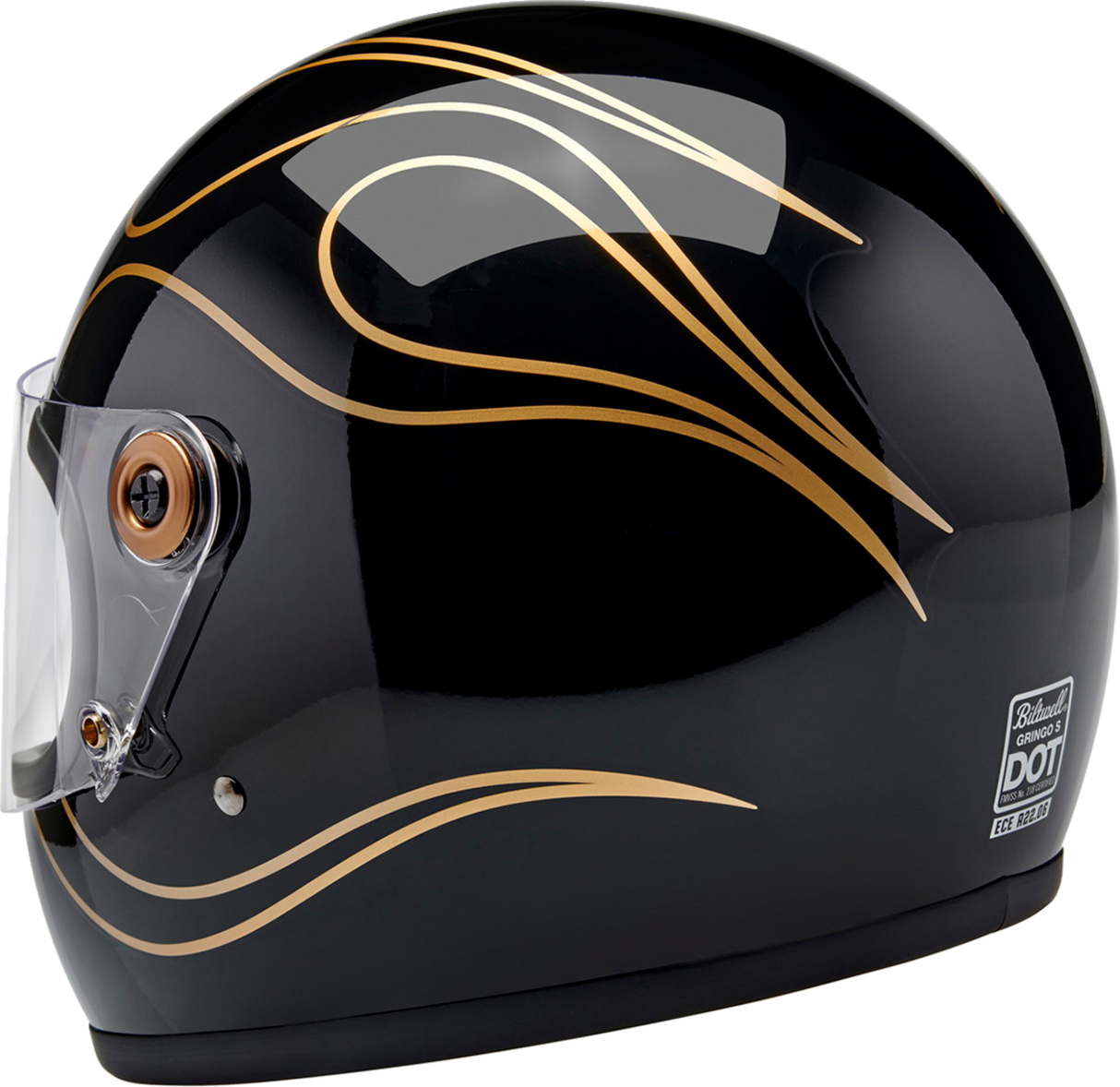 BILTWELL Gringo S Helmet - Gloss Black Flames - Medium 1003-567-503
