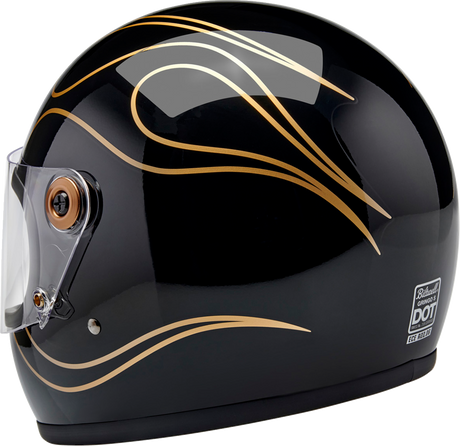 BILTWELL Gringo S Helmet - Gloss Black Flames - Large 1003-567-504