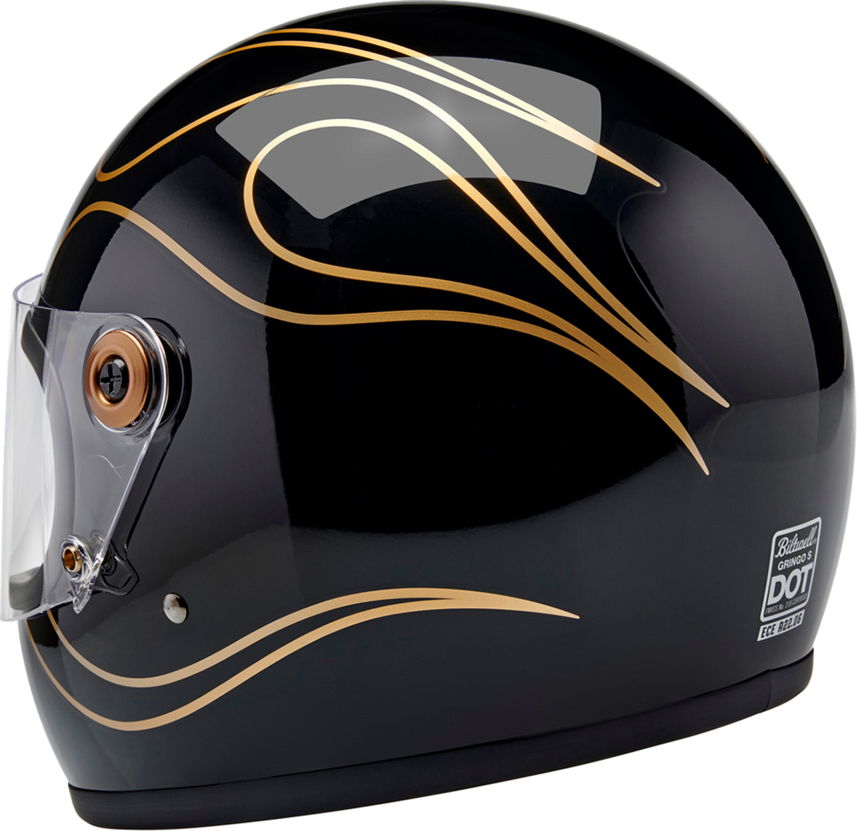 BILTWELL Gringo S Helmet - Gloss Black Flames - Large 1003-567-504