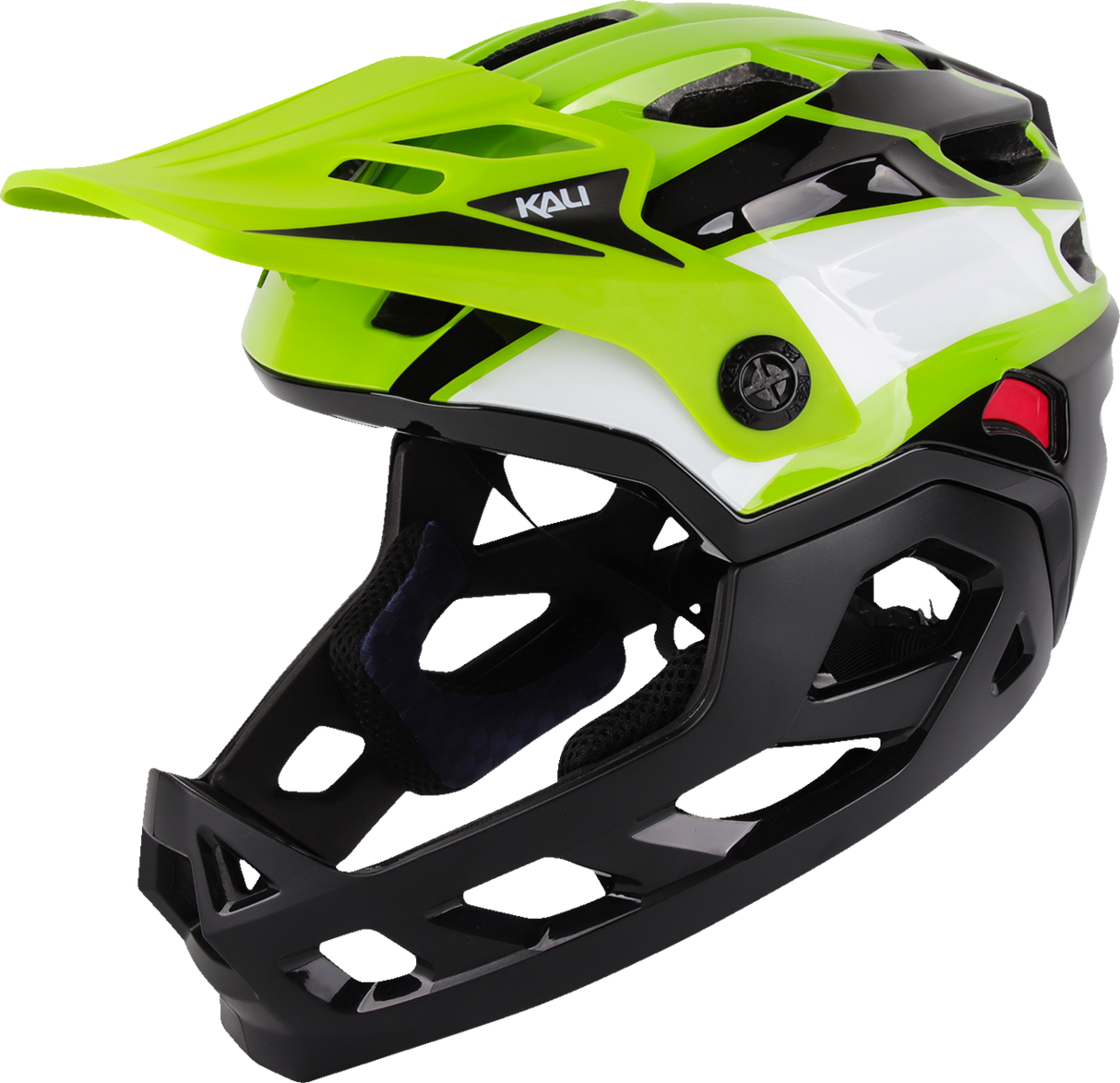 KALI Child Maya Full Face Helmet - Race - Gloss Lime/White/Black - OS 0221923322