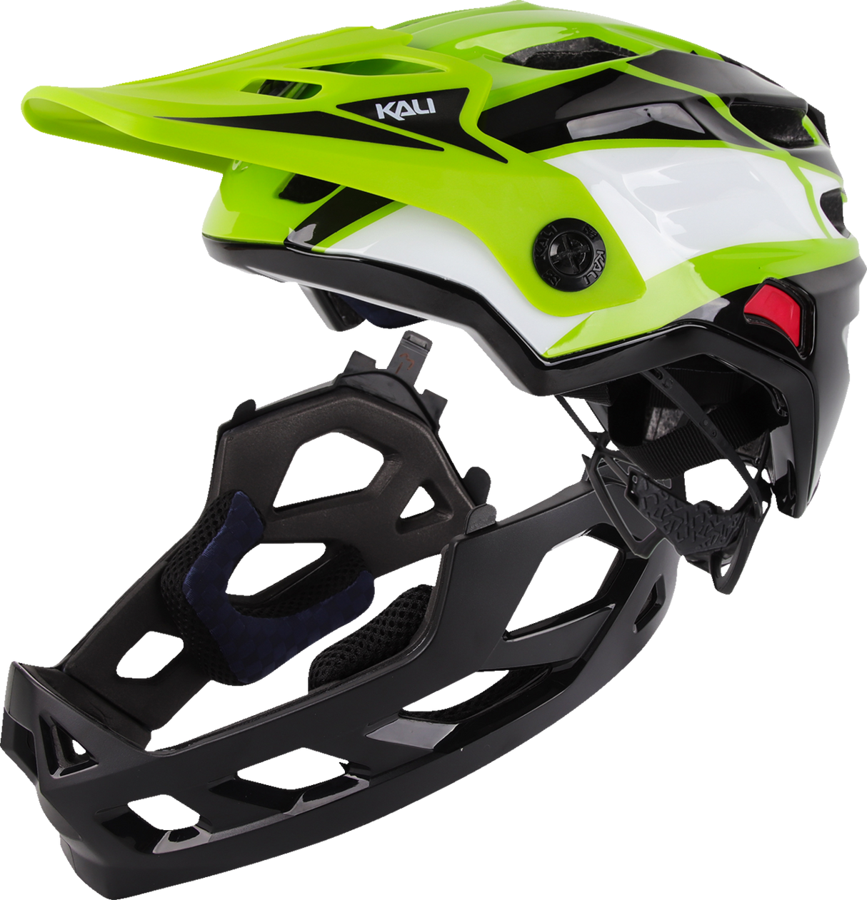 KALI Child Maya Full Face Helmet - Race - Gloss Lime/White/Black - OS 0221923322